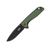 Coltello tascabile pieghevole con lama nera, manico verde oliva e clip da tasca in metallo