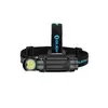Torcia Olight nera piatta, LED bianco principale, giallo e ausiliario.
