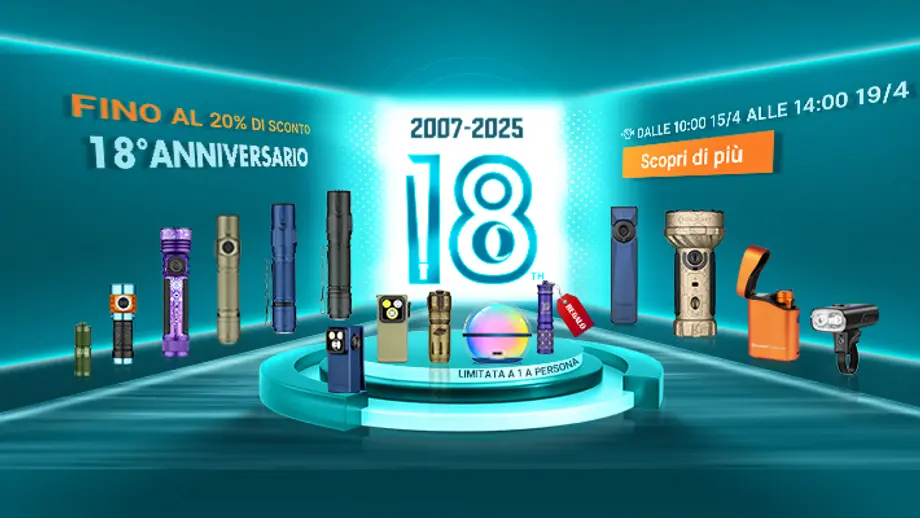 Olight 18° anniversario: omaggi, oltre 10 nuove uscite!