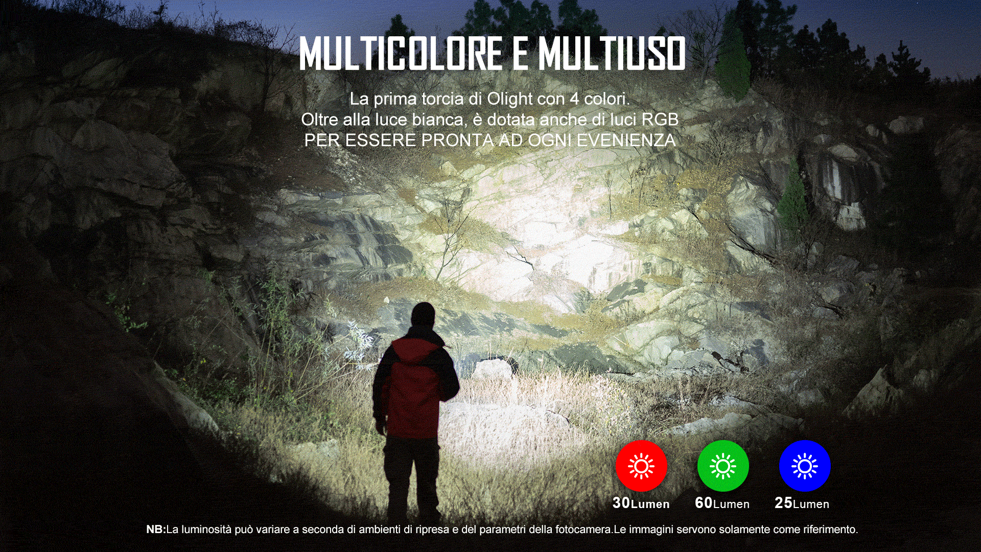 OLIGHT freyr - torcia tattica con 4 luce - luce rossa, verde, blu e bianca