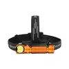 Torcia Olight nera piatta, LED bianco principale, giallo e ausiliario.